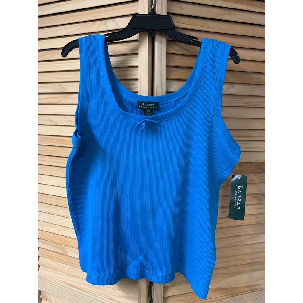 Ralph Lauren Ribbed Cotton Top Turquoise XL 14 16 NWT